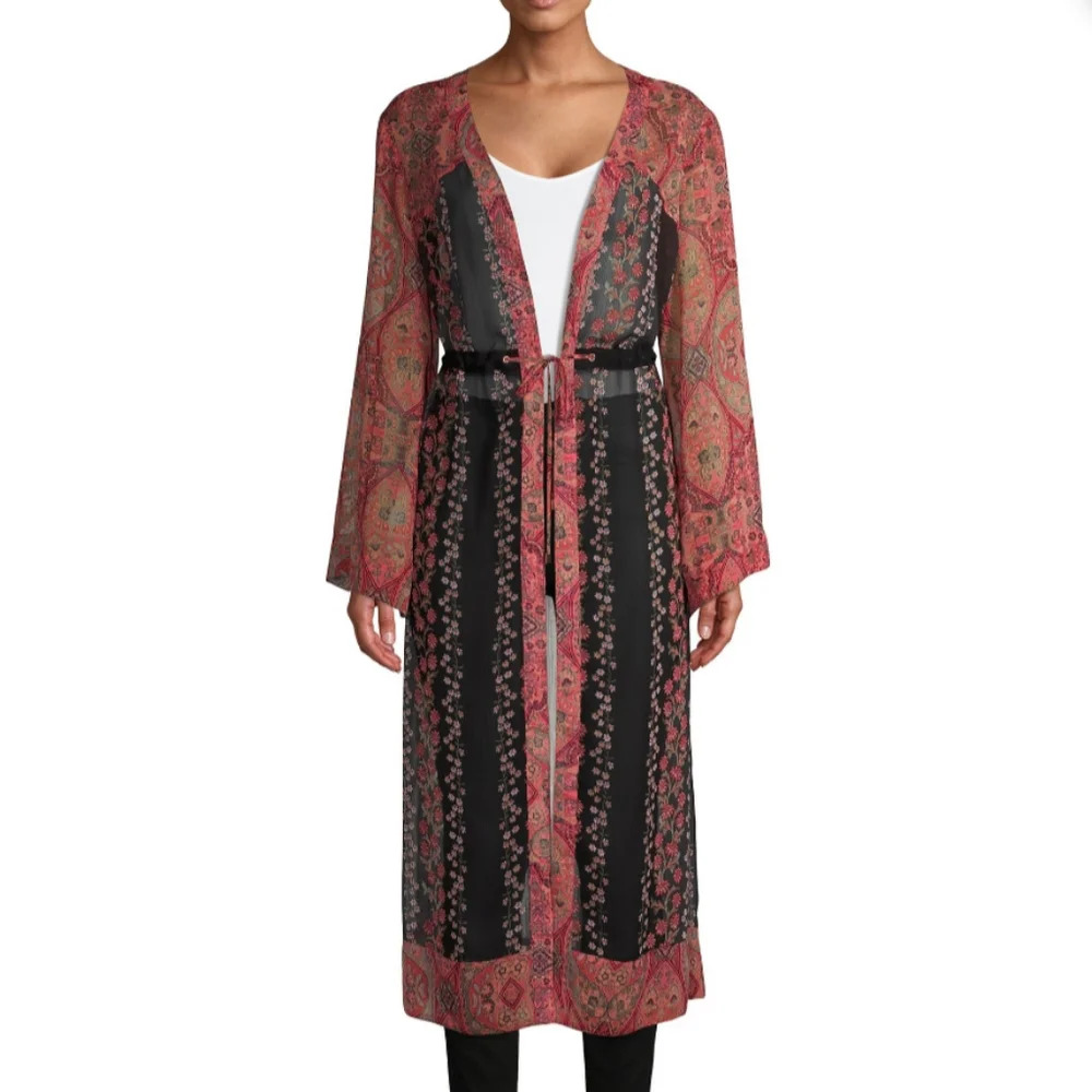 Mixed Print Drawstring Kimono Women's Size Small/Medium No Boundaries NWT